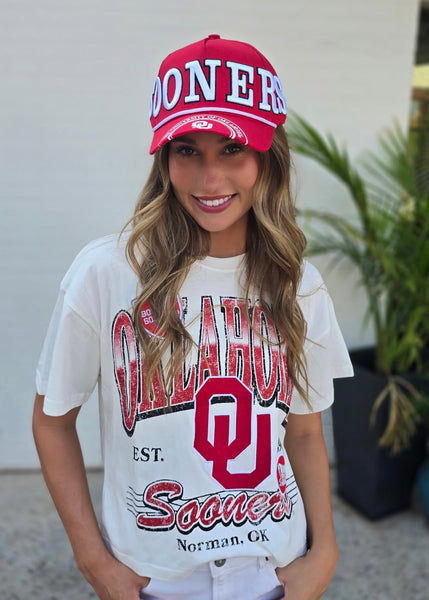 SOONERS 3D Baseball Red Canvas Trucker Hat