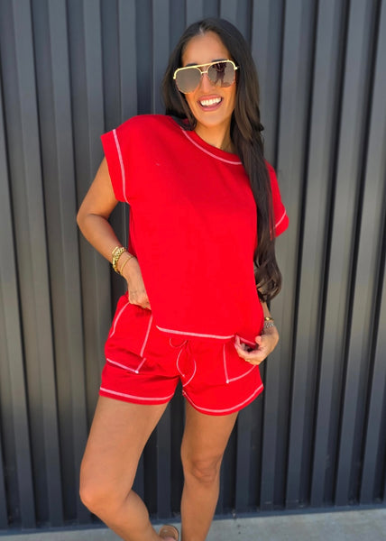 Cheering Section Red 2Pc Short & Top Set