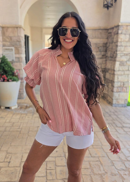 Keep On Hoping Red Gingham Top