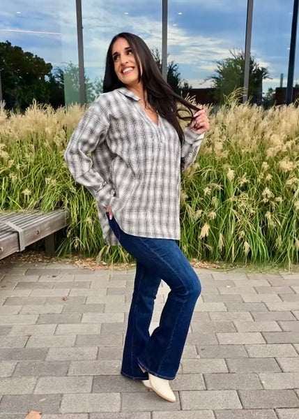 Plan On It Oversized Plaid Top
