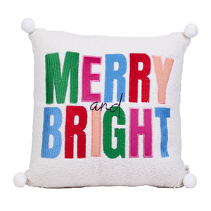 Merry and Bright White Multi Pillow