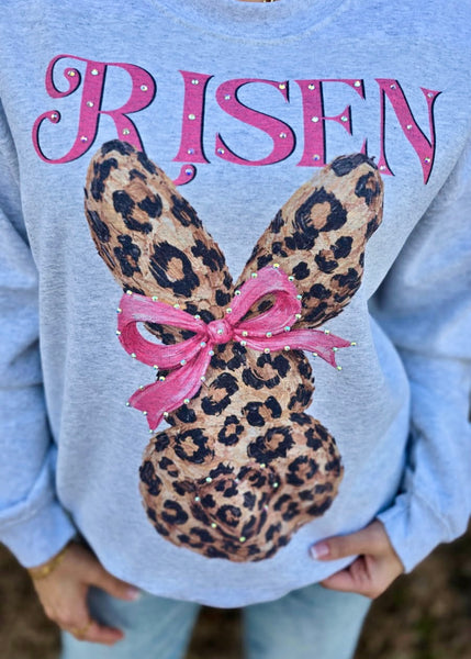"Risen"  Leopard Bunny Sweatshirt