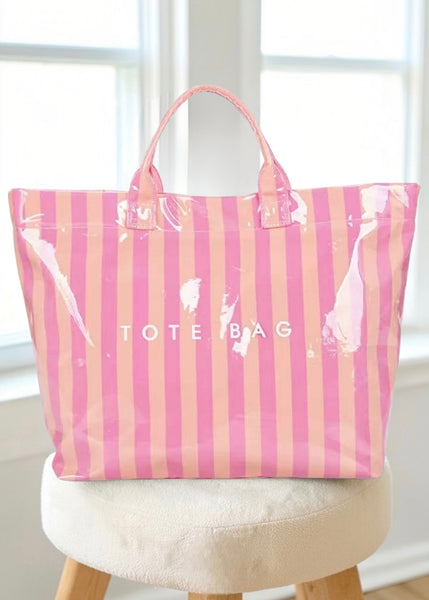 Pink and Orange Striped TOTE BAG