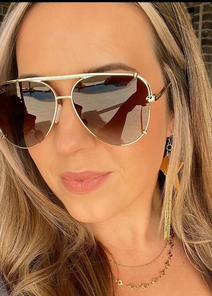 Shay Gold/Brown Lens Aviator Sunnies