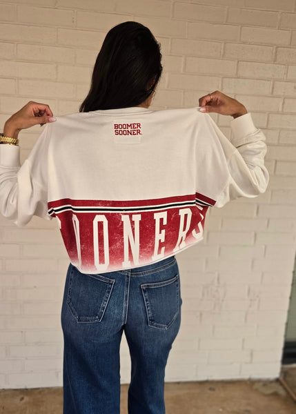 Oklahoma Conway White Cropped Sweatshirt