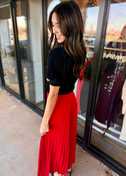 Made You Look Black Puff Sleeve Sweater Top