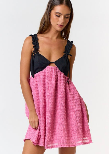 Good Vibrations Pink and Black Mini Dress