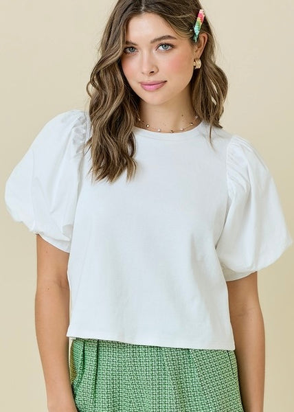 Favorite Days White Puff Sleeve Top