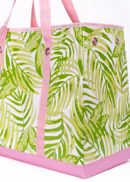 Tamarindo Palm Market Tote   Green/Pink   18.5x14x8.5