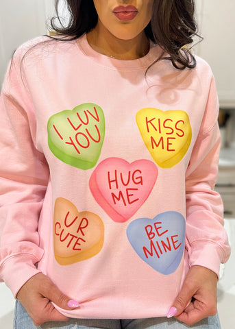 Candy Hearts Pink Valentine Sweatshirt