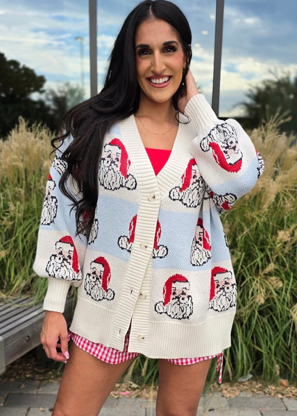 It's Time For Santa Face Oversized Cardigan