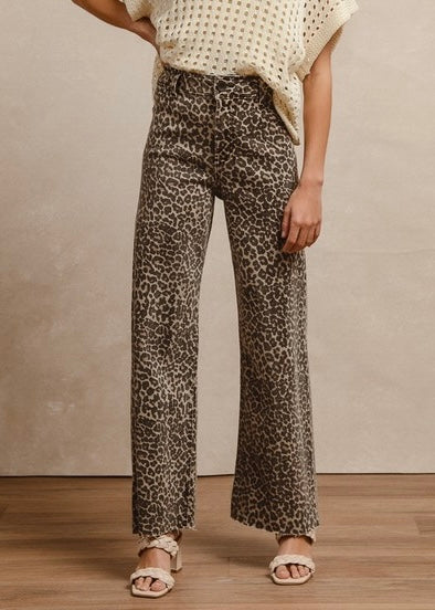 Leopard Fun High Rise Flared Denim