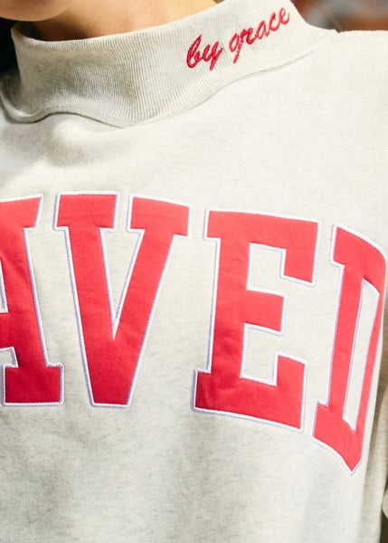 Grey Mockneck Saved By Grace Sweatshirt