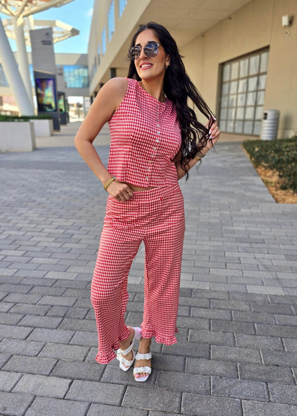 On A Picnic Red Gingham 2 pc Set