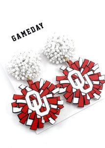 OU Sooners Pom Pom Earrings
