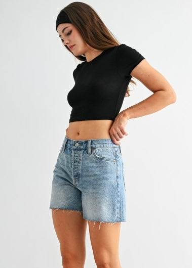 Tara High Waisted Dad Denim Shorts