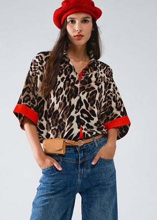 Raise It Up Leopard Button Up Top