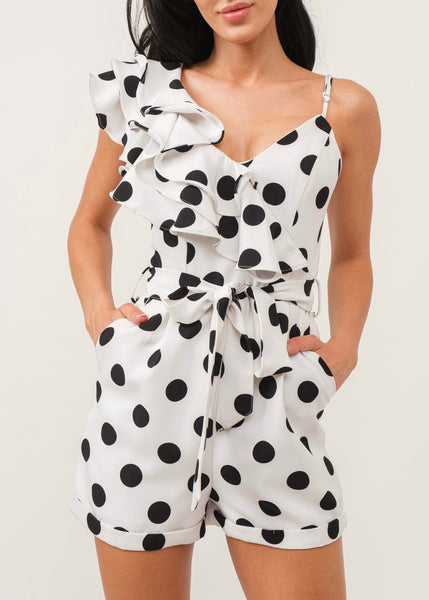 Dared To Be Polka Dot Ruffled Romper