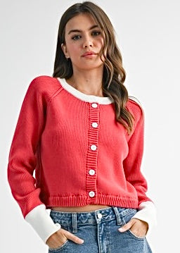 Girl Boss Red Cardigan Sweater