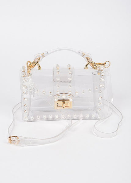 Clear Stadium Bag With Pearl Detail