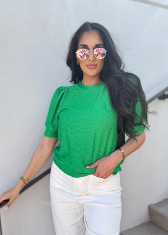 Caring For You Kelly Green Top - Medium