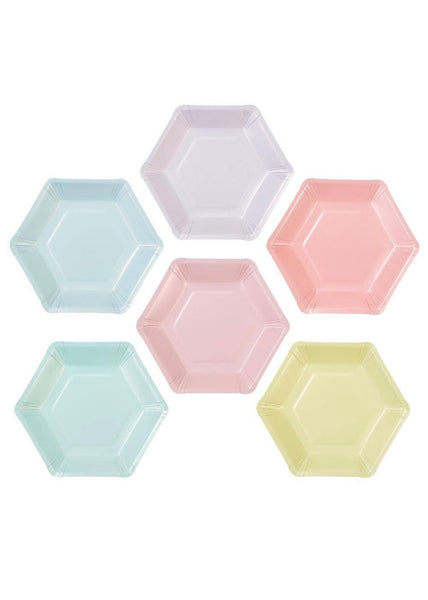 We Heart Pastels Hexagonal Shaped Plates - 12 Pack