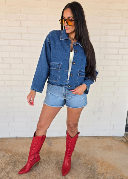 Let's Go Collared Denim Jacket