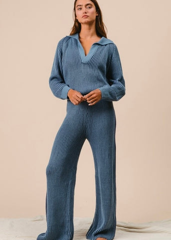 Striving Forward Navy Striped Sweater Pant & Top Set