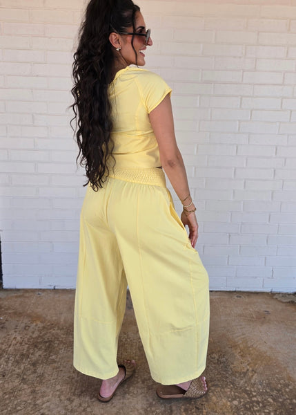 Sweet Butter Yellow Wide Leg Casual Pant