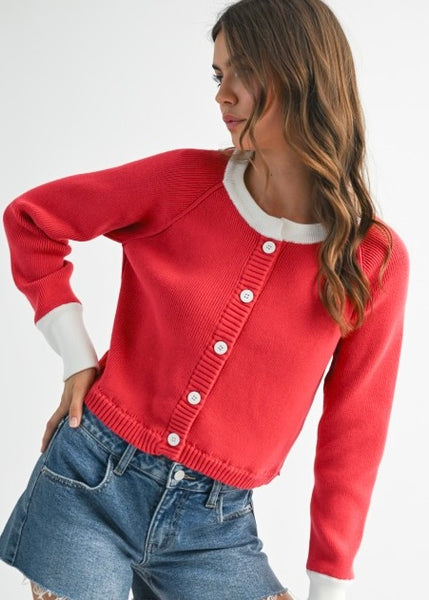 Girl Boss Red Cardigan Sweater