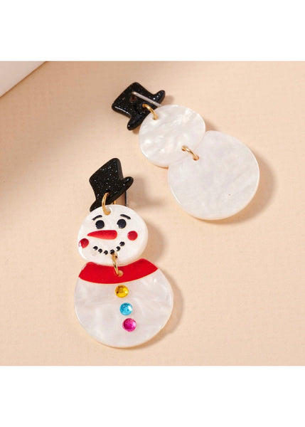 Snowman Acetate Dangle Earrings
