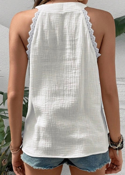 Beach Stroll White Sleeveless Top