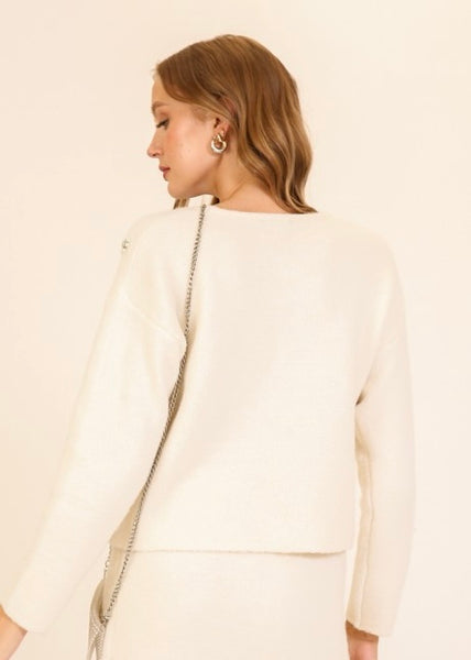 A Hint Of Sweetness Cream Pearl Sweater