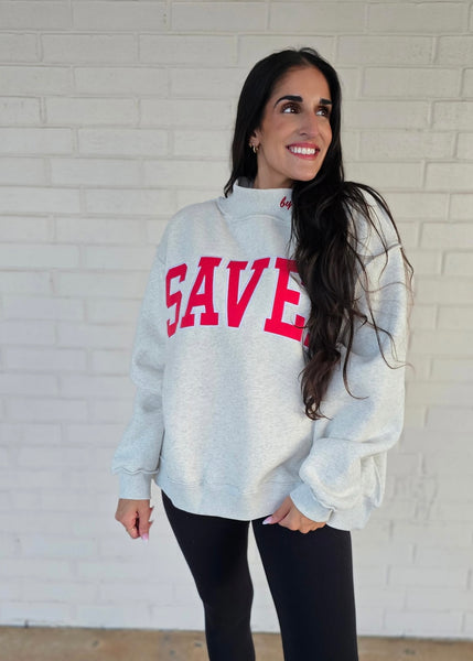 Grey Mockneck Saved By Grace Sweatshirt