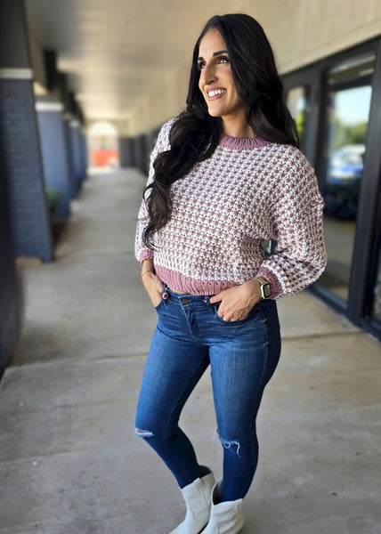 Whether Or Not Mauve/Ivory Sweater