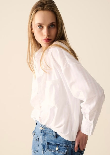 Share The Love White Striped Button Up Top