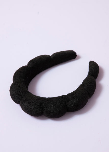 Spa Sponge Terry Towel Scalloped Headband - Black