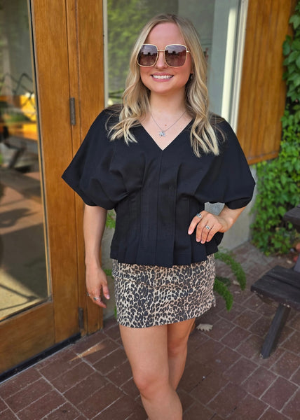 Lesson Learned Black V Neck Top