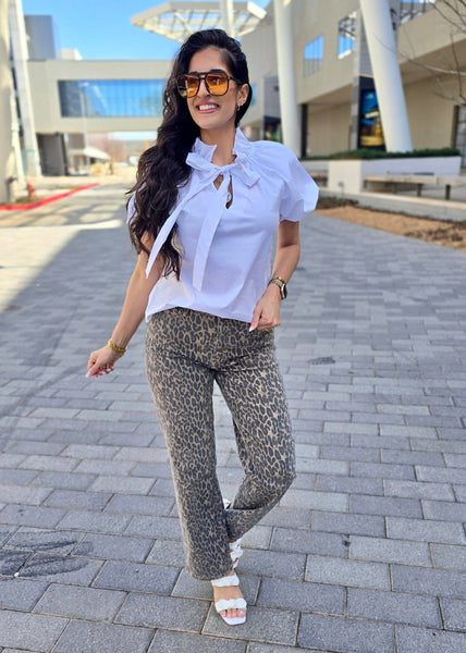 Not Waiting White Collared Tie Top