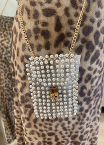Clear Pearl Purse With Crossbody Chain