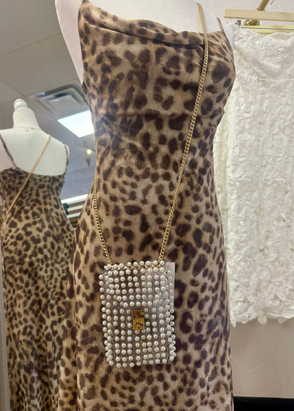Clear Pearl Purse With Crossbody Chain