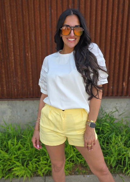 Sunday Brunch Off White Puff Sleeve Top
