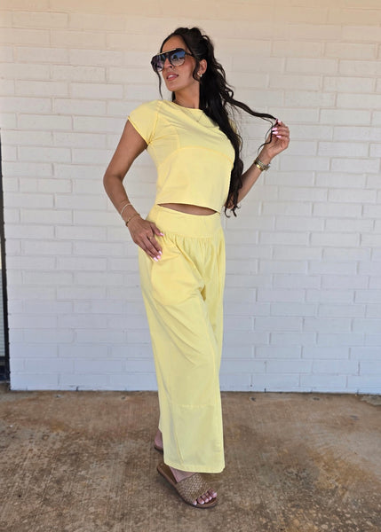 Sweet Butter Yellow Wide Leg Casual Pant
