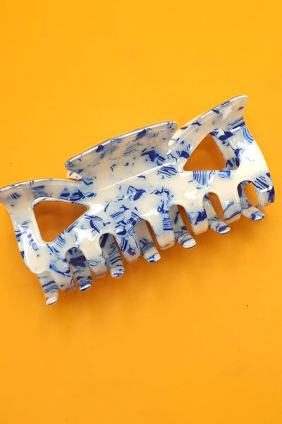 VINTAGE TOILE PATTERN PORCELAIN HAIR CLAW CLIPS | 40H915: RECTANGLE