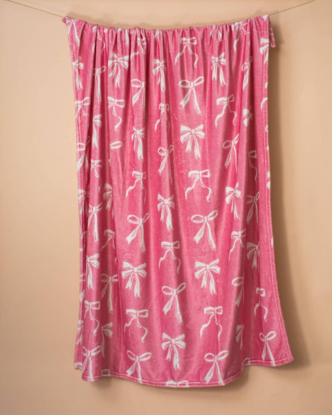 Hannah Bow Throw   Pink   50x60