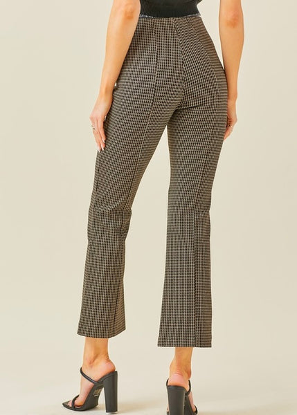 Fit and Flare Black Checkered Knit Pants