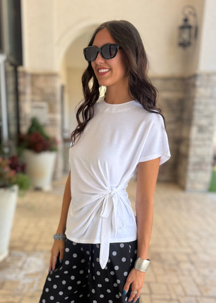 Just So Easy White Side Tie Top
