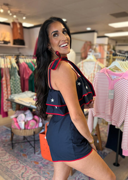 American Sweetheart Navy Star Romper