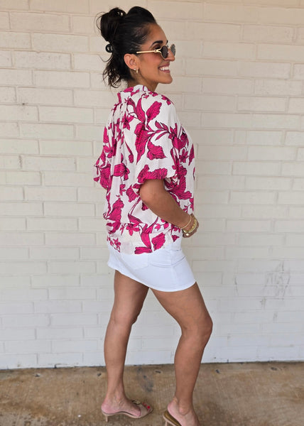 Here For A Purpose Pink Floral Print Top