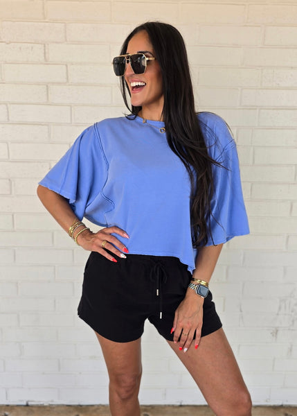 Just Because Blue Mineral Washed Tee